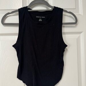 American Eagle Outfitters Black Fitted Crop Tank Top
